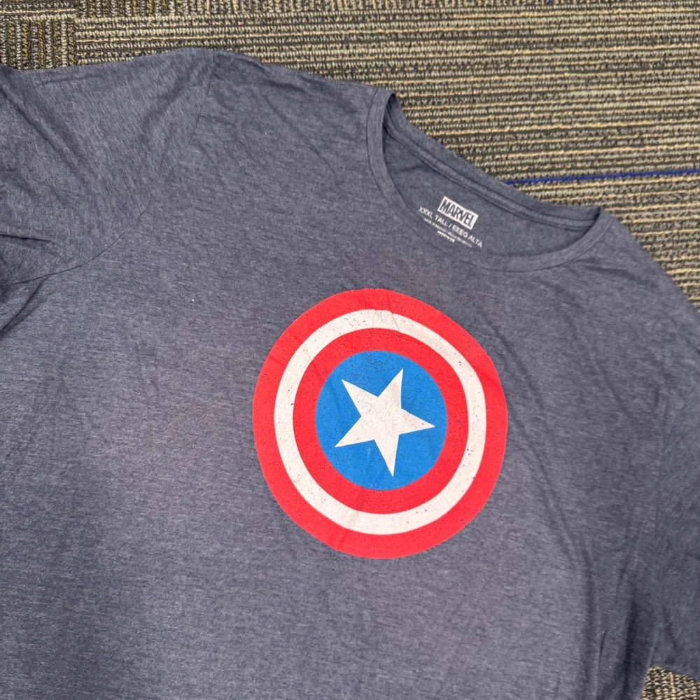 Marvel Captain America Shield Heather‎ Gray XXXL Tall T Shirt Mens